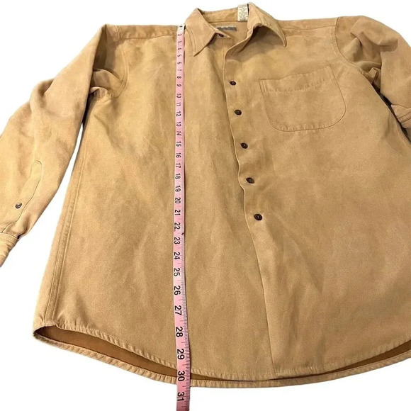 Fieldmaster Men's M Brown Faux Suede Button-Down Shirt Long Sleeve - Picture 8 of 10